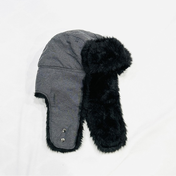 The North Face Hoser Charcoal Grey Faux Fur Lined Trapper Bomber Hat - Picture 1 of 6